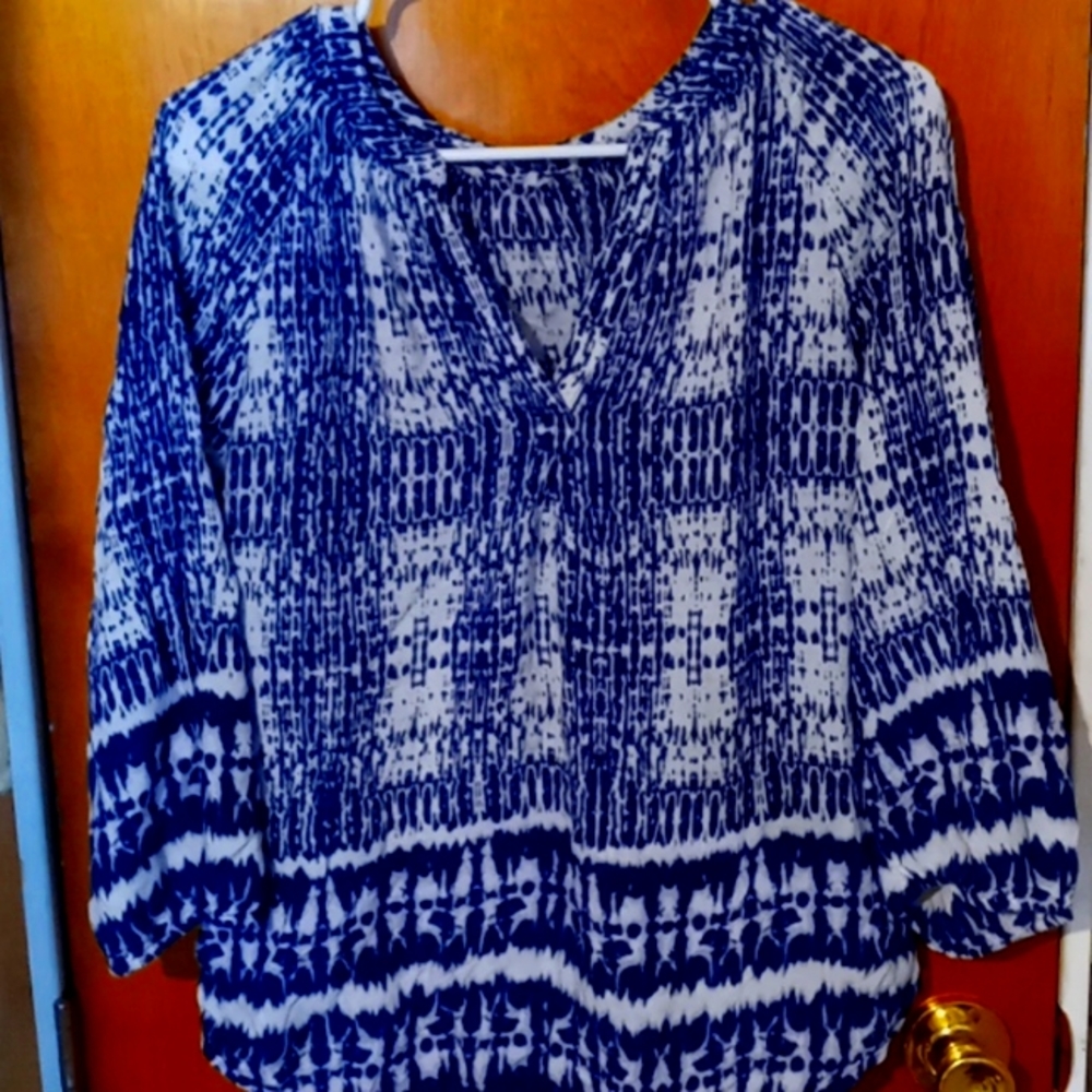 Blue and white blouse